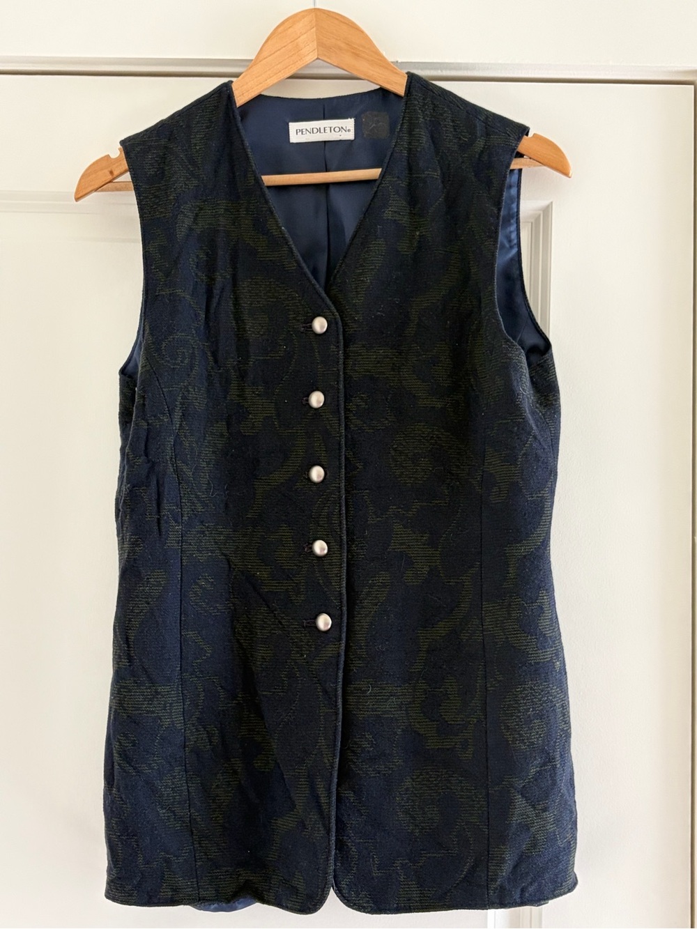 Pendleton Navy and Dark Green Textured Sleeveless Vest